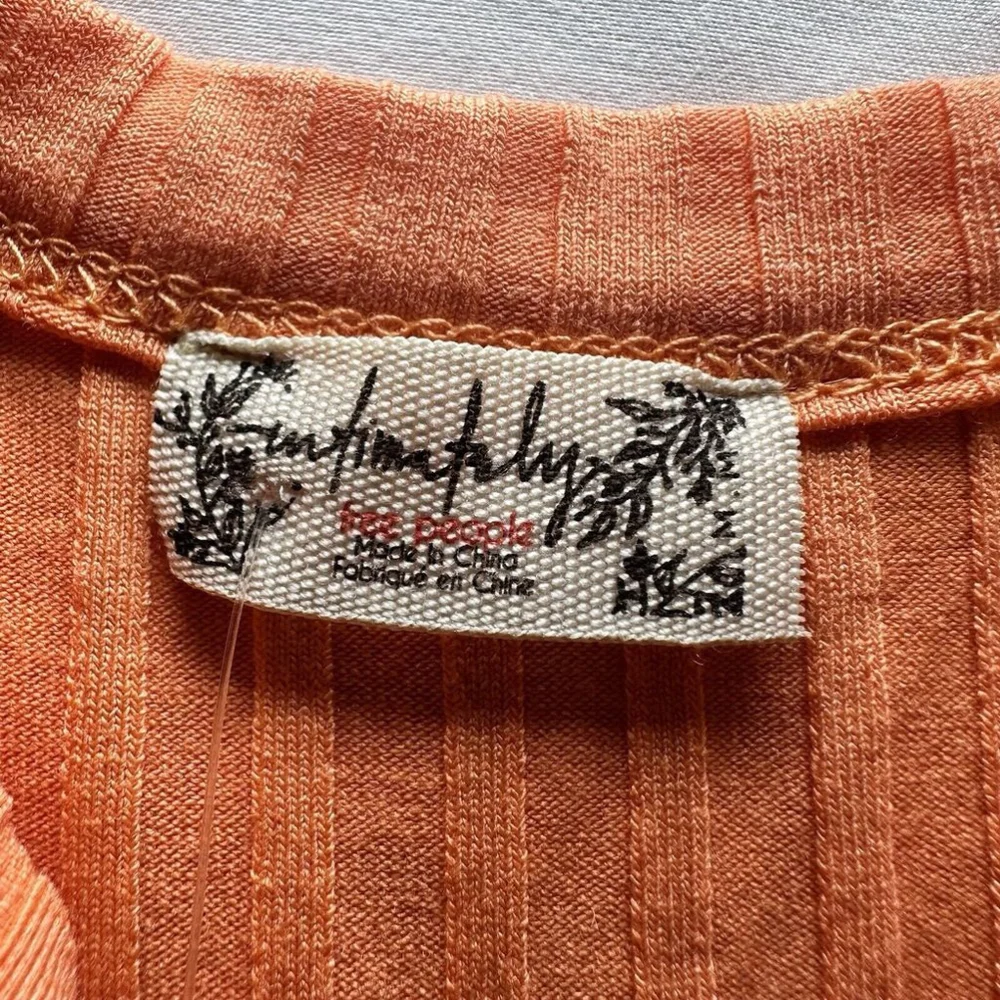Free People Intimately Women’s Henley Rib Bodysuit Black M Orange